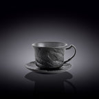 Wilmax Tasse mit Untertasse 180 ml Schwarz aus Porzellan