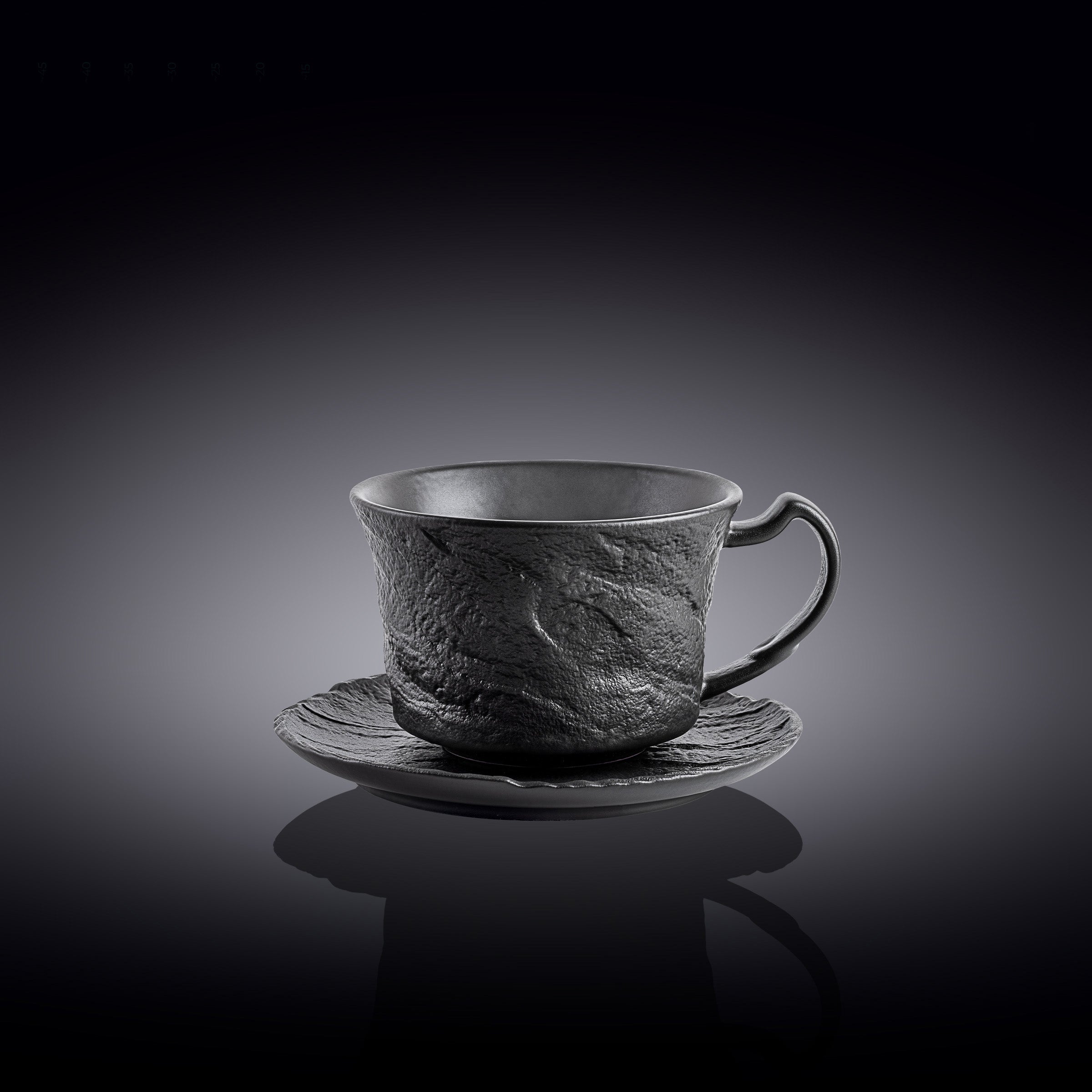 Wilmax Tasse mit Untertasse 180 ml Schwarz aus Porzellan