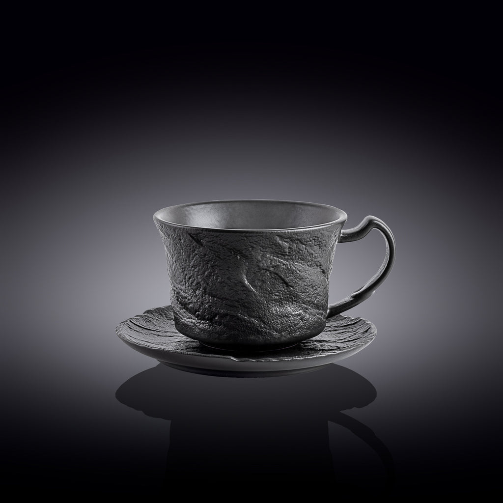 Wilmax Teetasse mit Untertasse SlateStone Schwarz 250 ml Porzellan WL-661152/AB