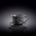 Wilmax Tasse mit Untertasse 250 ml Schwarz aus Porzellan