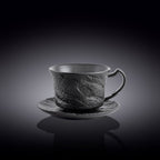 Wilmax Tasse mit Untertasse 250 ml Schwarz aus Porzellan