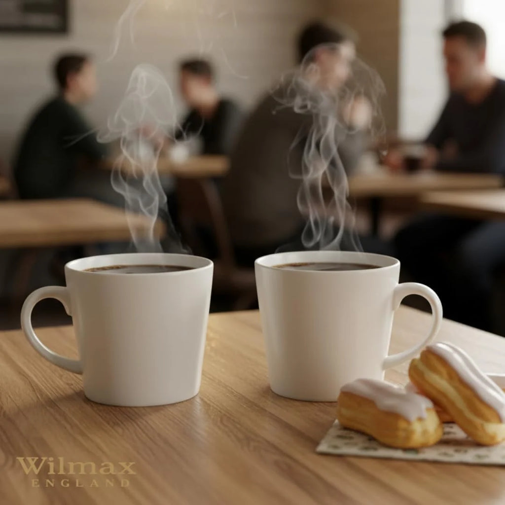 Wilmax Tasse 280 ml 2er-Set Weiß aus Porzellan