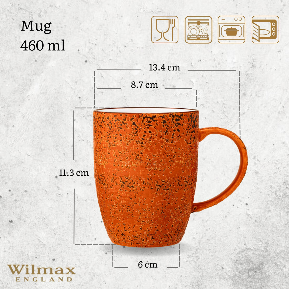 Wilmax Becher 460 ml Orange aus Porzellan