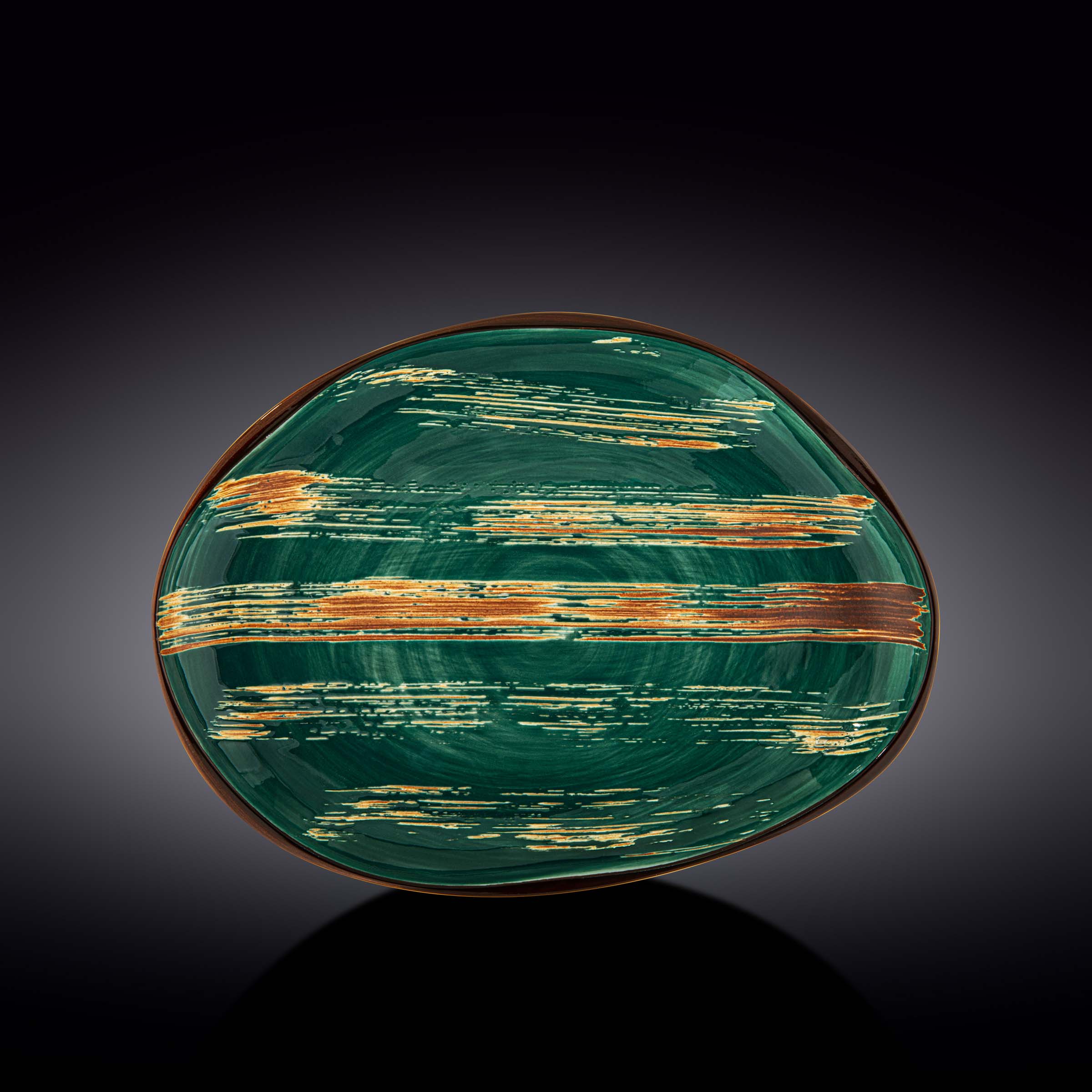 Wilmax Servierplatte 33 × 24,5 cm Grün aus Porzellan