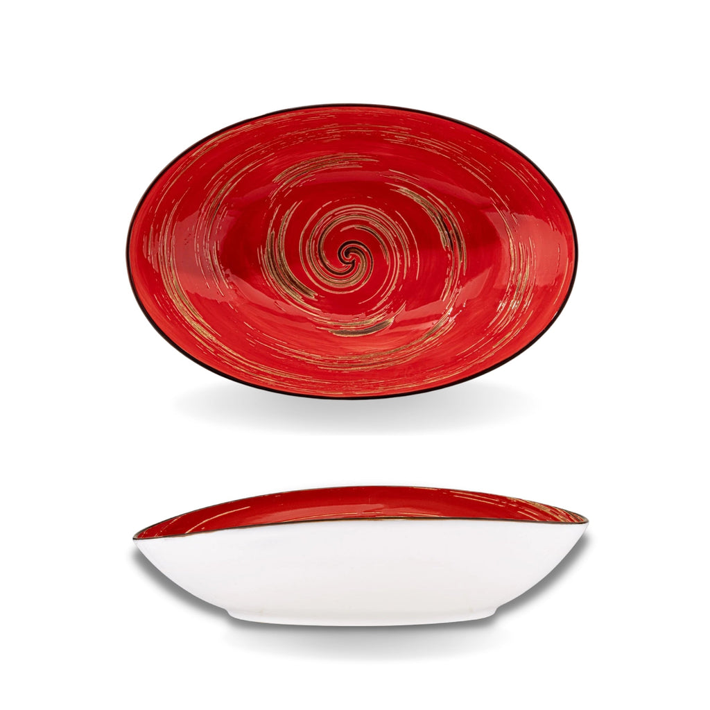 Wilmax Ovale Schale 30 cm Rot aus Porzellan