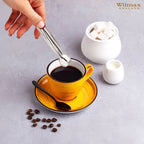 Wilmax Tasse mit Untertasse 190 ml 6er-Set Gelb aus Porzellan
