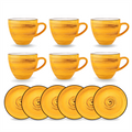 Wilmax Tasse mit Untertasse 190 ml 6er-Set Gelb aus Porzellan