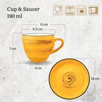 Wilmax Tasse mit Untertasse 190 ml 6er-Set Gelb aus Porzellan