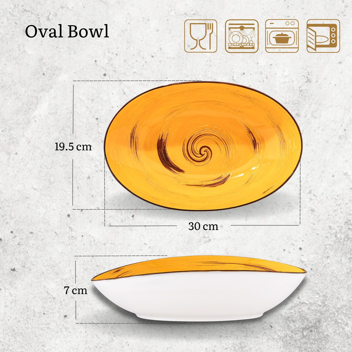 Wilmax Ovale Schale 30 cm Gelb aus Porzellan