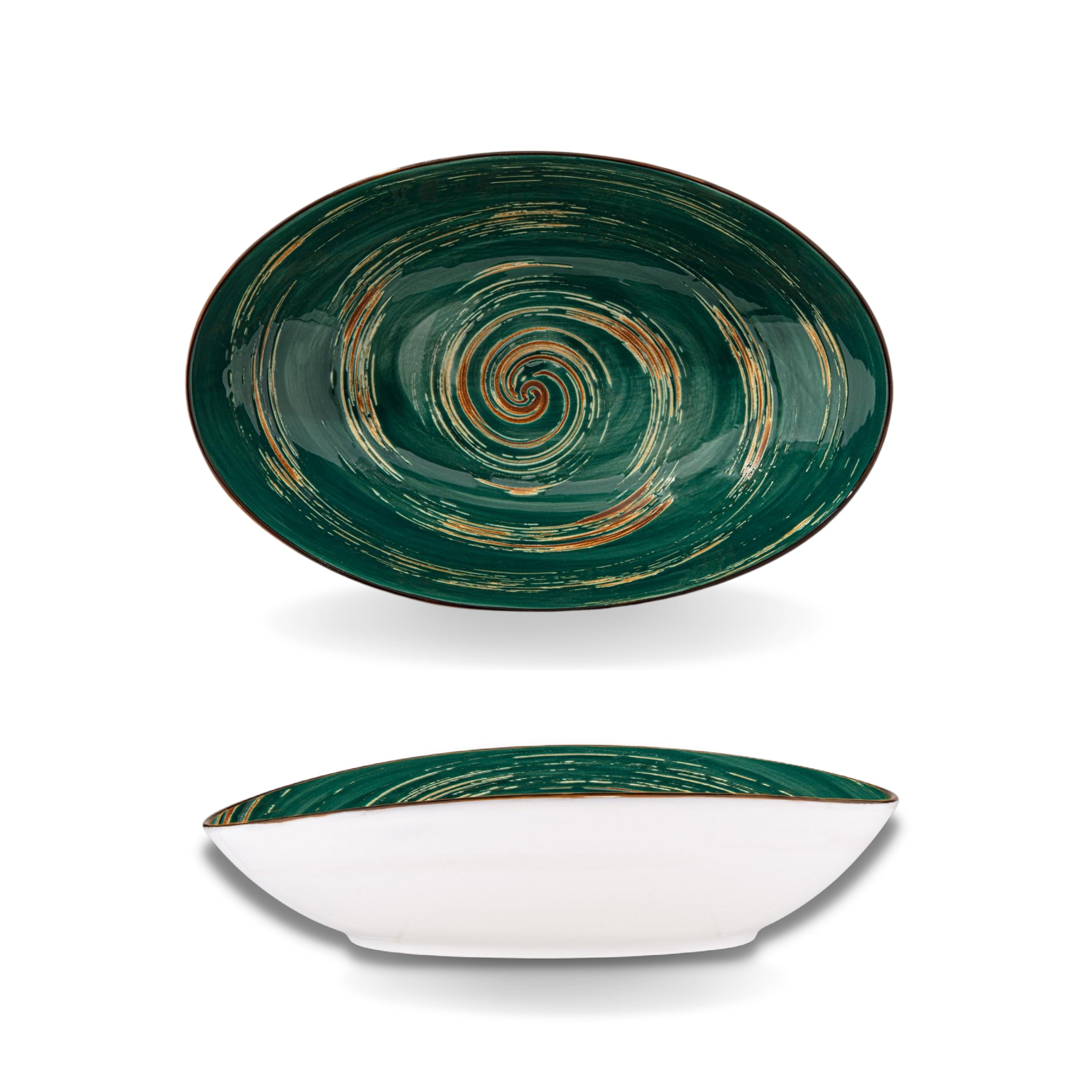 Wilmax Schale oval 30x19,5 cm Grün Porzellan WL-669541/A