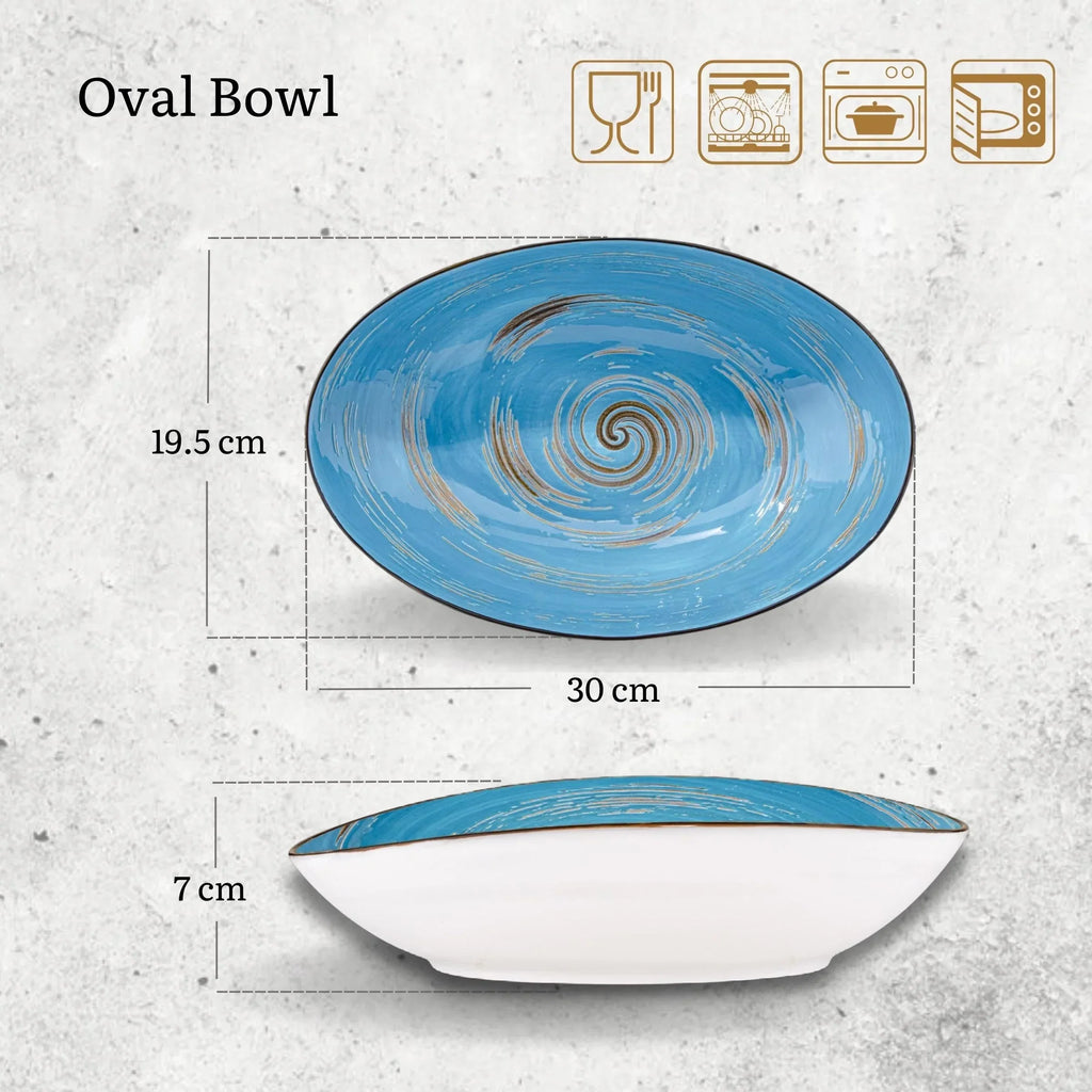 Wilmax Ovale Schale 25 cm Blau aus Porzellan