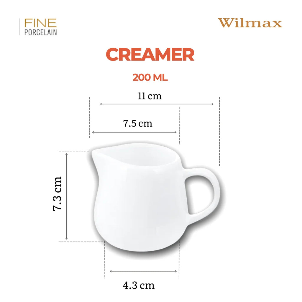Wilmax Milch- und Sahnegießer 200 ml Weiß aus Porzellan