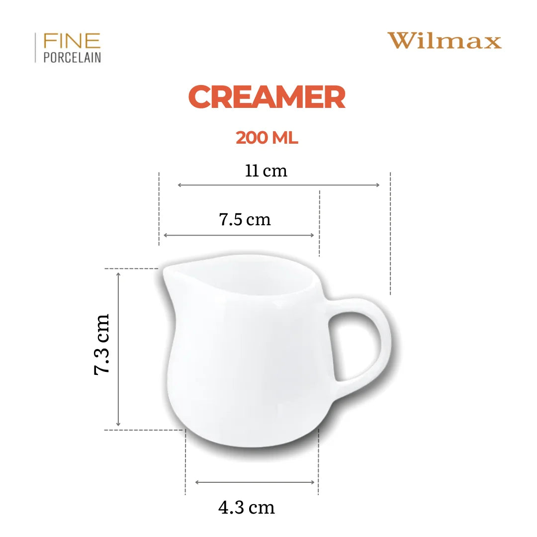 Wilmax Milch- und Sahnegießer 200 ml Weiß aus Porzellan