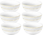 Wilmax Schale 1300 ml 18 cm 6er-Set Weiß mit Goldrand aus Porzellan