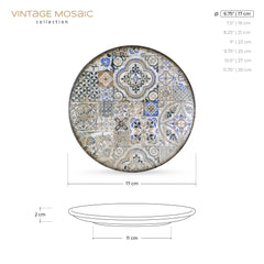 Wilmax Porzellan Dessertteller, 17 cm, Rund, Vintage Mosaic Design – WL-671301/A