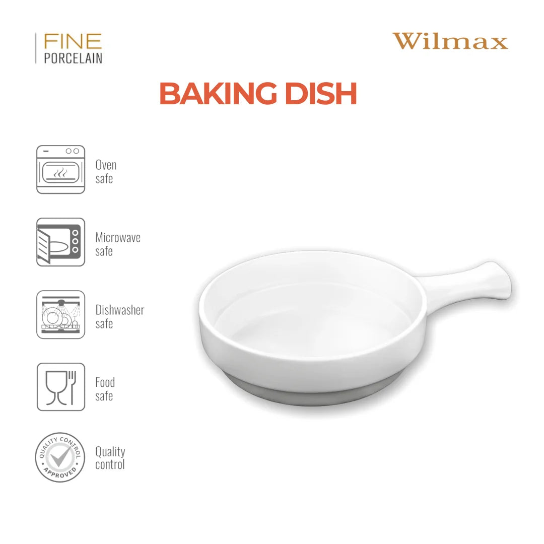 Wilmax Auflaufform mit Griff 450 ml Weiß aus Porzellan