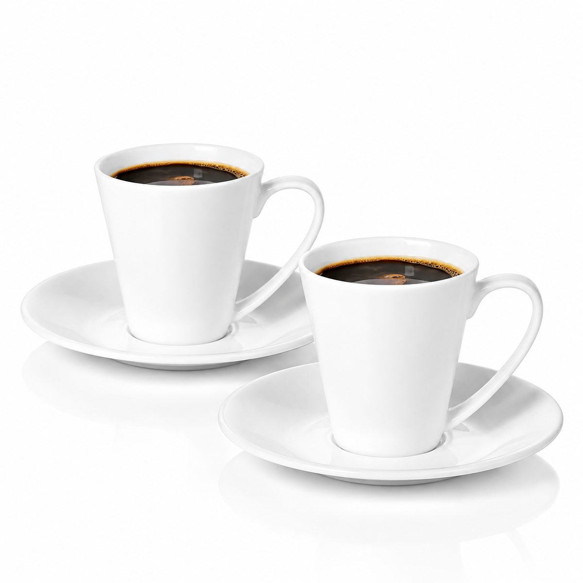 Wilmax Kaffeetassen mit Untertassen 110 ml 2er-Set Weiß aus Porzellan