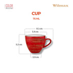 Wilmax Espressotasse 75 ml Rot aus Porzellan