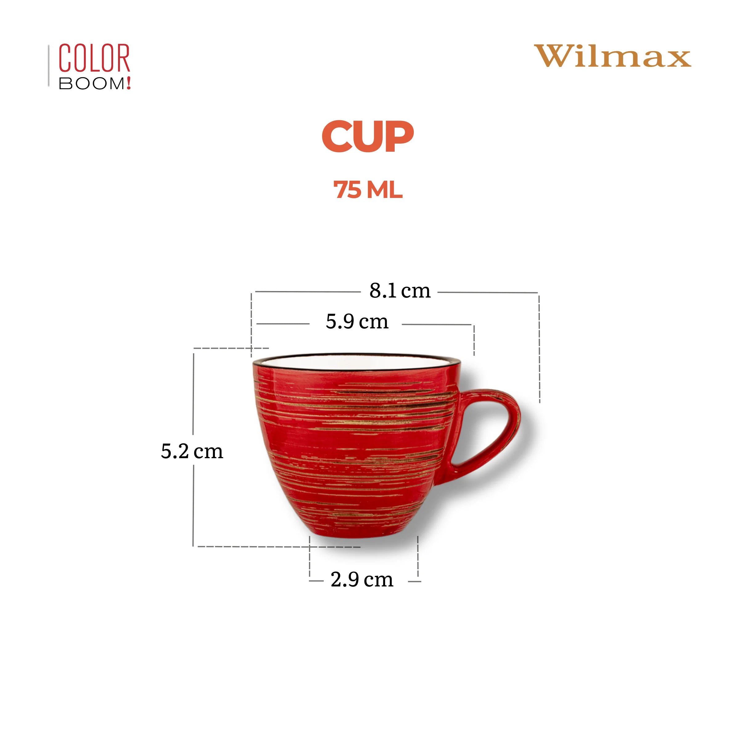 Wilmax Espressotasse 75 ml Rot aus Porzellan