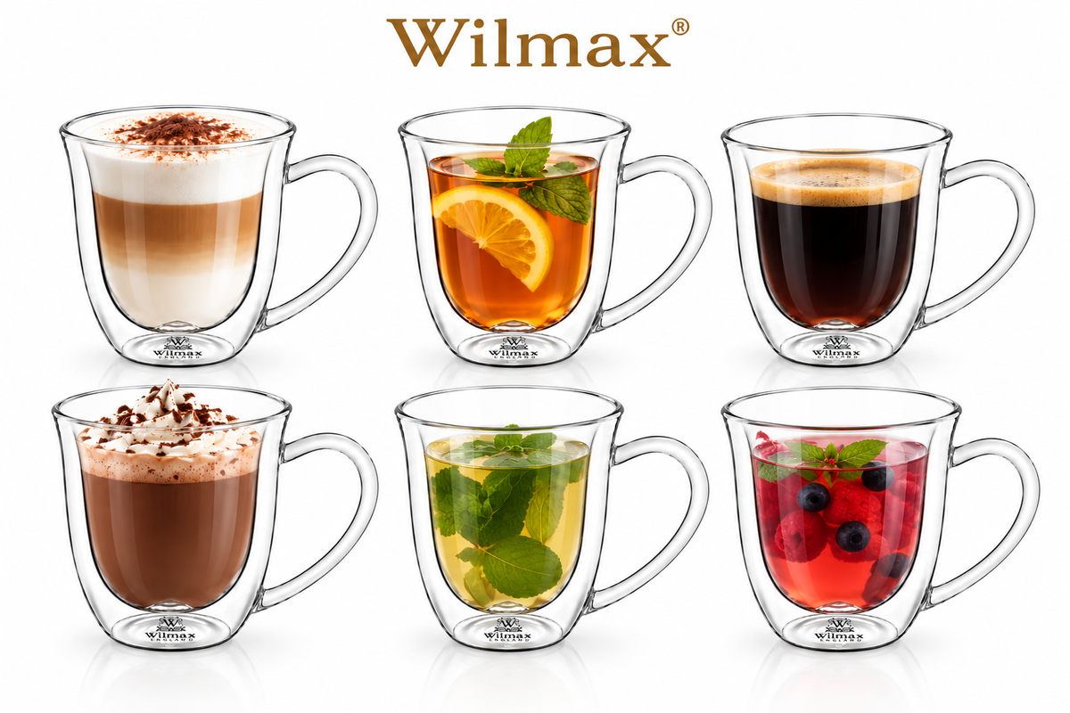 Wilmax Doppelwandige Tasse 250 ml 6er-Set Transparent