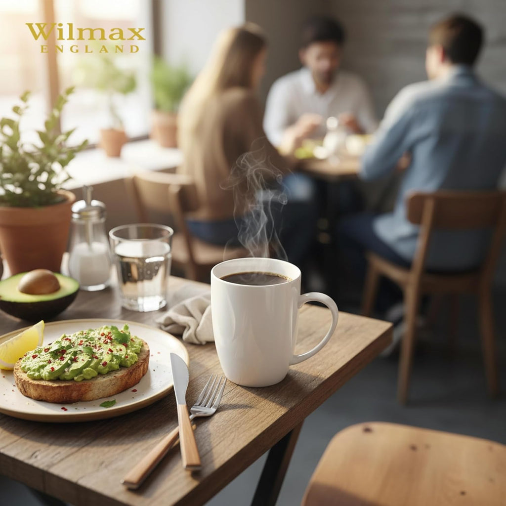 Wilmax Tasse 460 ml 6er-Set Weiß aus Porzellan