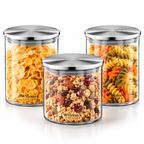 Wilmax Vorratsglas 760 ml mit Edelstahldeckel 3er-Set Transparent