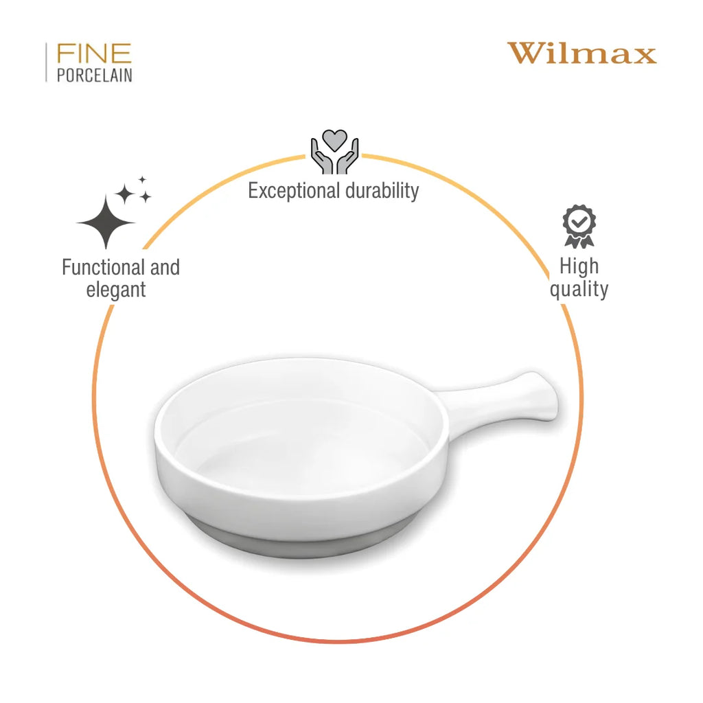 Wilmax Auflaufform mit Griff 450 ml Weiß aus Porzellan