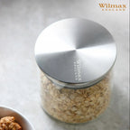 Wilmax Vorratsglas 600 ml mit Edelstahldeckel Transparent