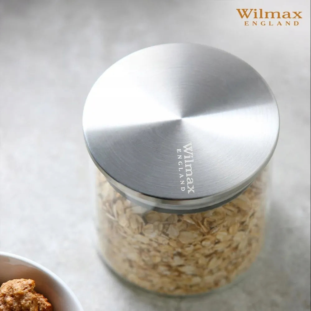 Wilmax Vorratsglas 600 ml mit Edelstahldeckel Transparent