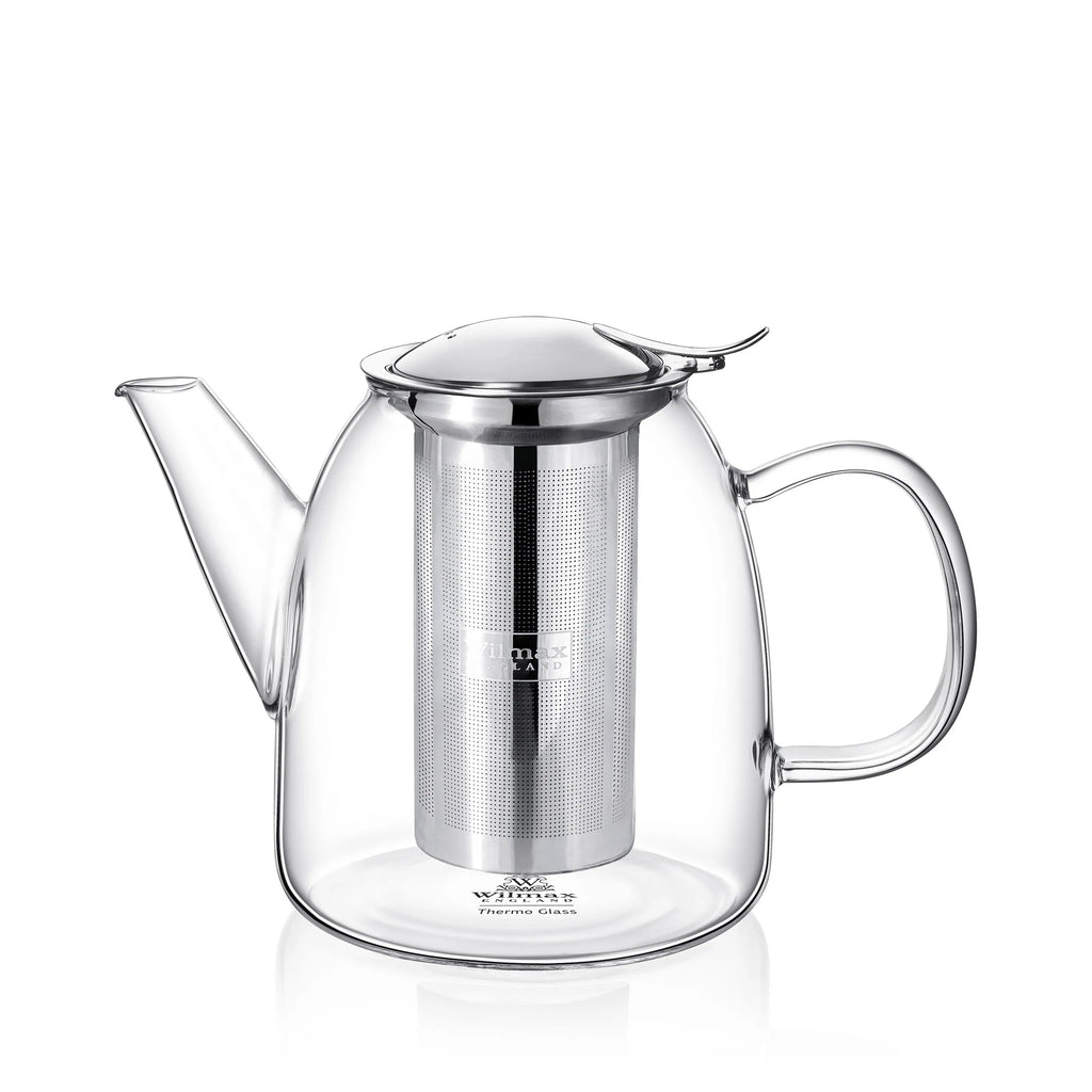 Wilmax Teekanne 1450 ml mit Edelstahlfilter Transparent aus Thermoglas