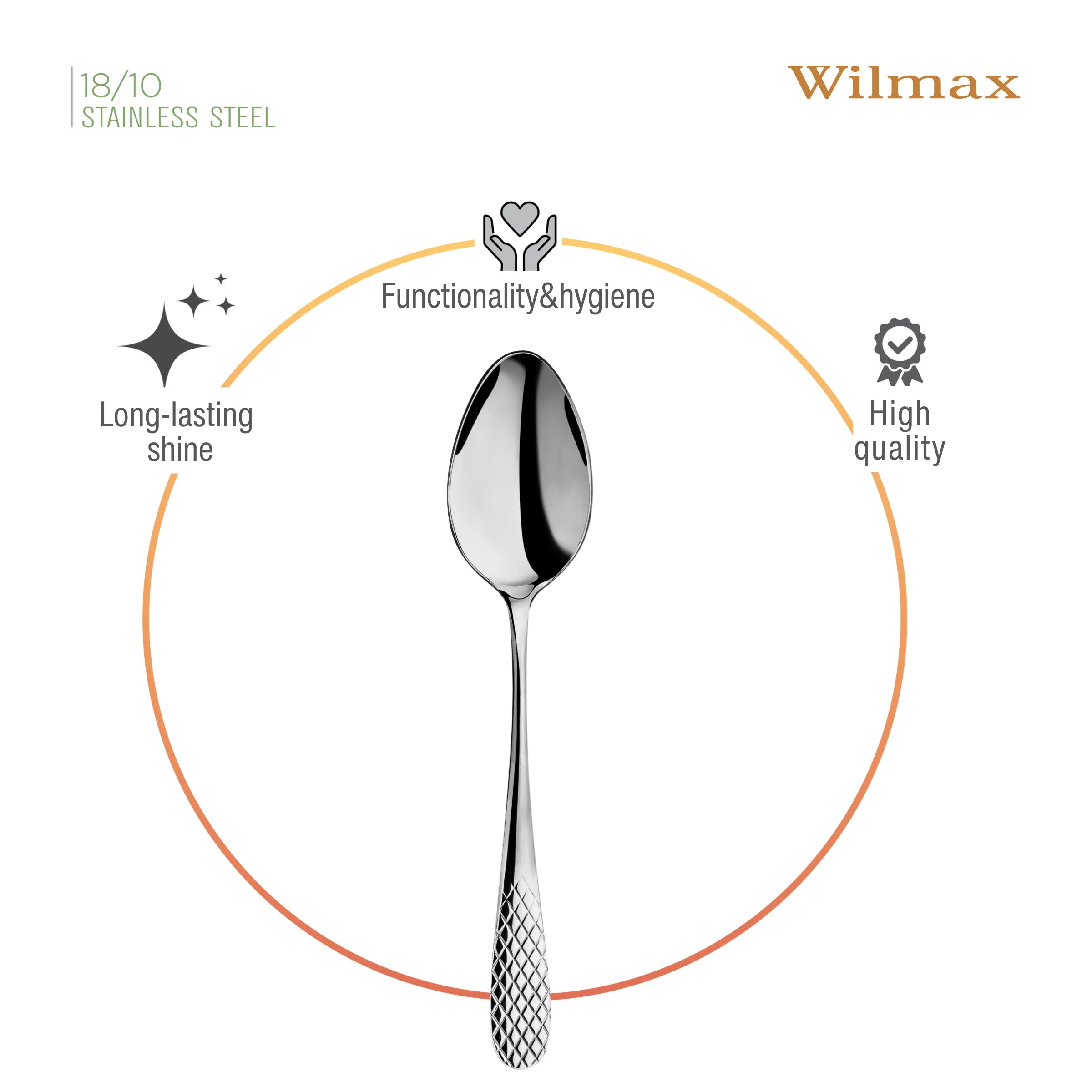 Wilmax Dessertlöffel 19 cm 6er-Set Silber aus Edelstahl