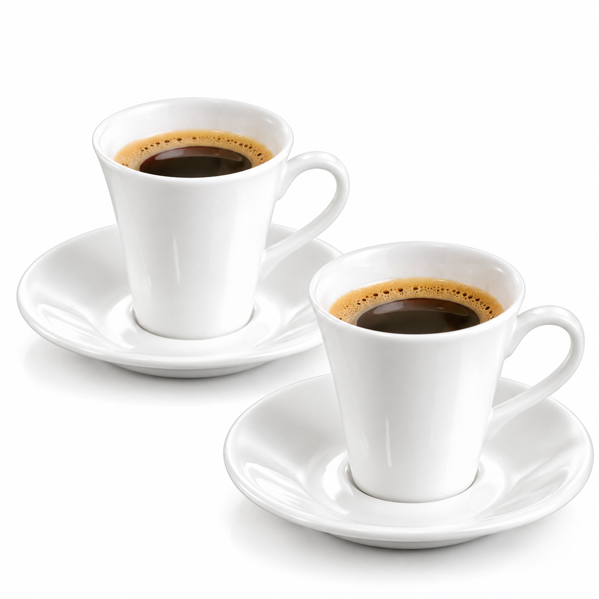Wilmax Kaffeetassen mit Untertassen 160 ml 2er-Set Weiß aus Porzellan