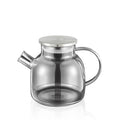 Wilmax Teekanne 1200 ml mit Federfilter und mit Edelstahldeckel Grau aus Thermoglas