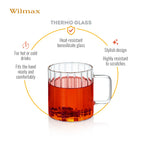 Wilmax Hitzebeständiger Glasbecher mit Henkel 150 ml 6er-Set aus Glas