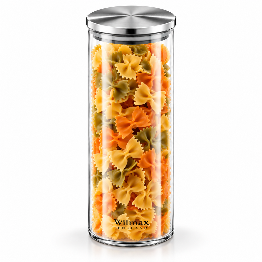 Wilmax Vorratsglas 1600 ml mit Edelstahldeckel Transparent