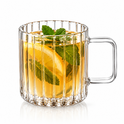Wilmax Hitzebeständiger Glasbecher mit Henkel 150 ml Transparent aus Glas