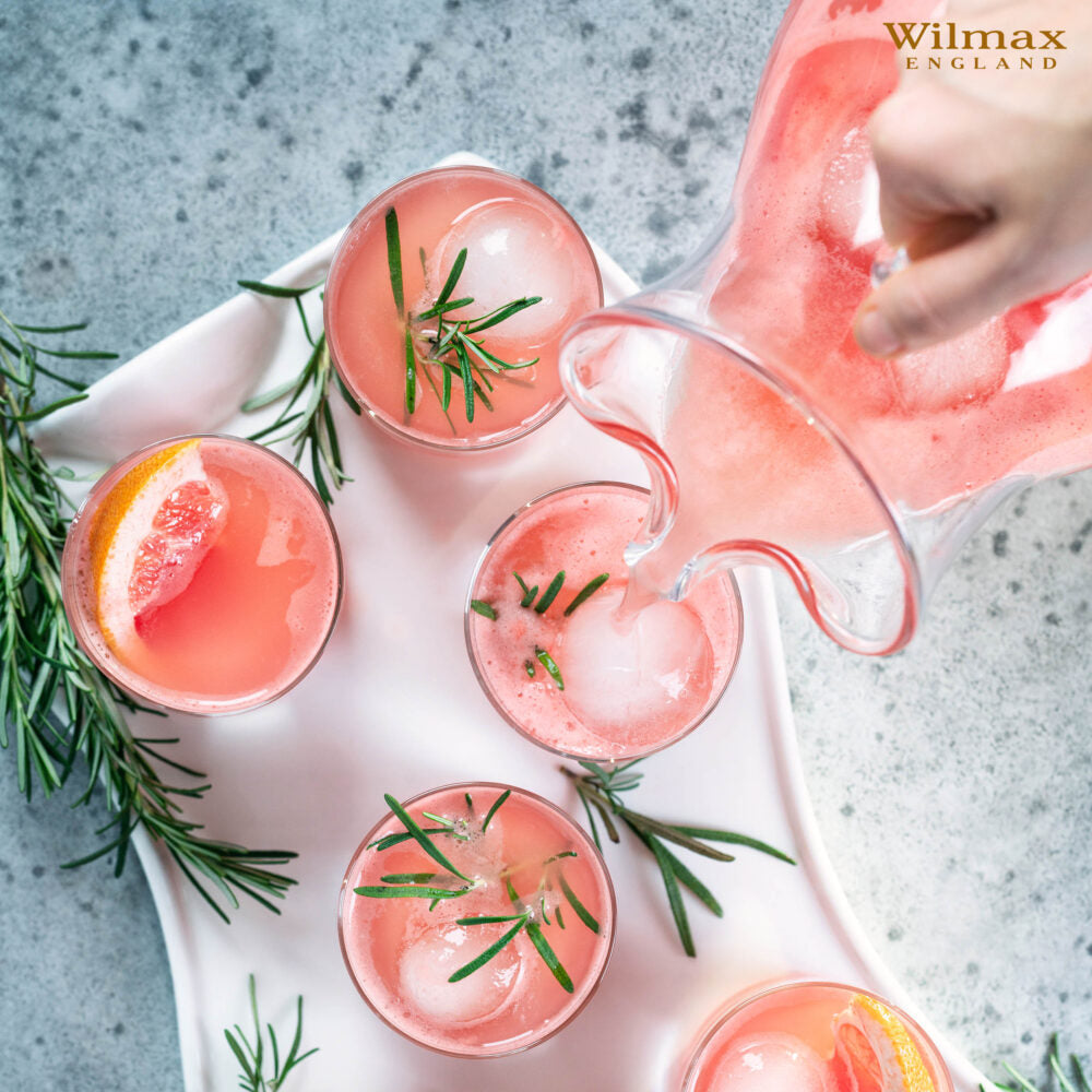 Wilmax Getränkeset 7-teilig mit Krug 2000 ml Transparent aus Crystalline-Glas und 6 Longdrinkgläser 540 ml Transparent aus Crystalline-Glas