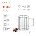 Wilmax Hitzebeständiger Glasbecher mit Henkel 200 ml 6er-Set aus Glas