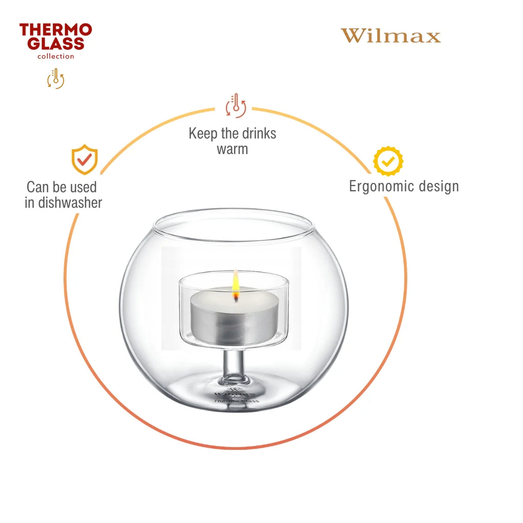 Wilmax Teelichthalter für 1 Teelicht 10 × 8 cm Transparent aus Glas
