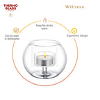 Wilmax Teelichthalter für 1 Teelicht 10 × 8 cm Transparent aus Glas