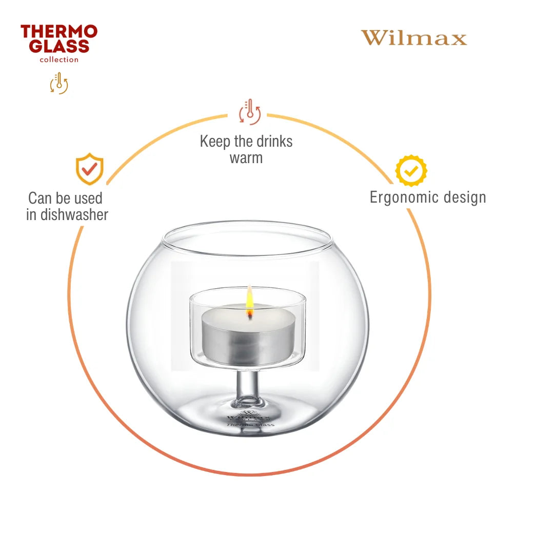 Wilmax Teelichthalter für 1 Teelicht 10 × 8 cm Transparent aus Glas