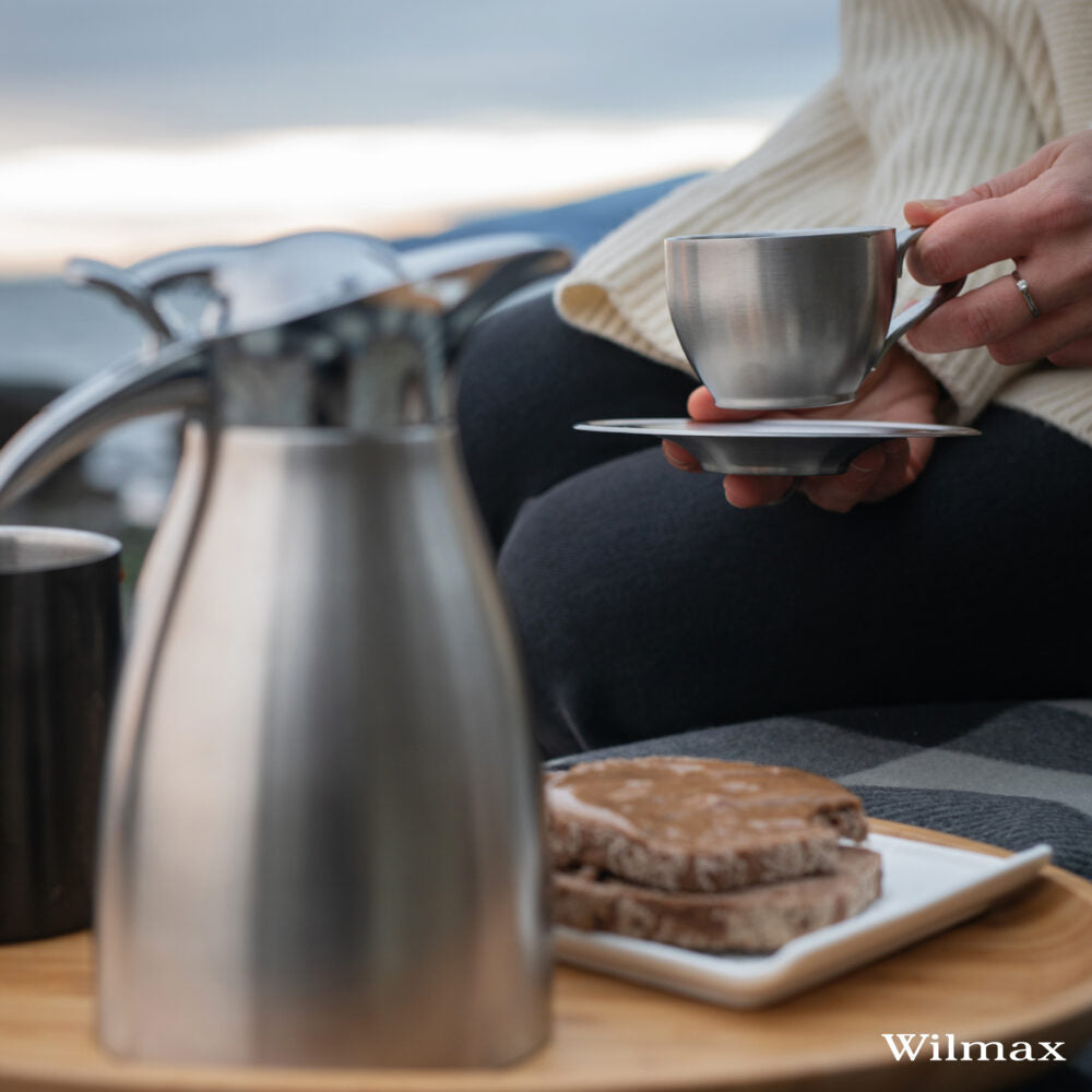Wilmax Isolierkanne 1000 ml Silber aus Edelstahl
