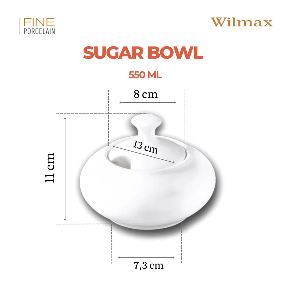 Wilmax Zuckerdose mit Deckel 550 ml Weiß aus Porzellan
