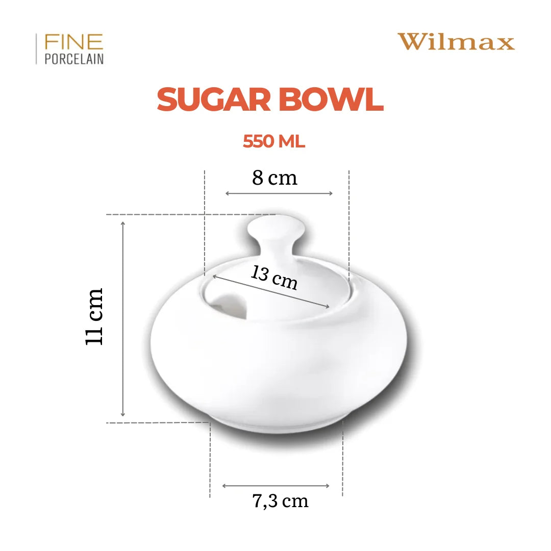Wilmax Zuckerdose mit Deckel 550 ml Weiß aus Porzellan