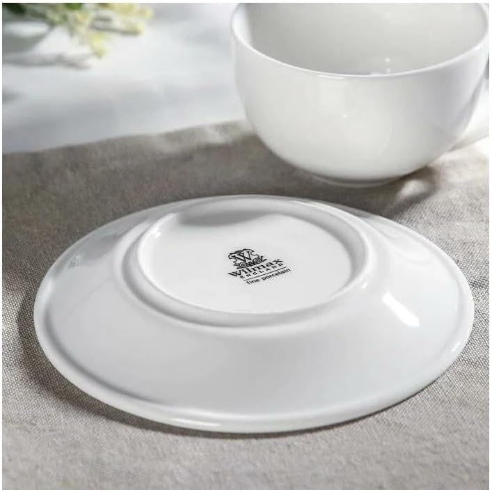 Wilmax Tasse mit Untertasse 400 ml 6er-Set Weiß aus Porzellan