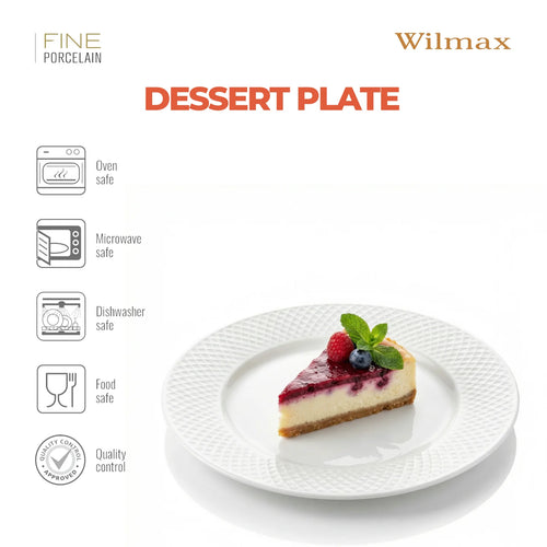 Wilmax Dessertteller Ø 20 cm Weiß aus Porzellan