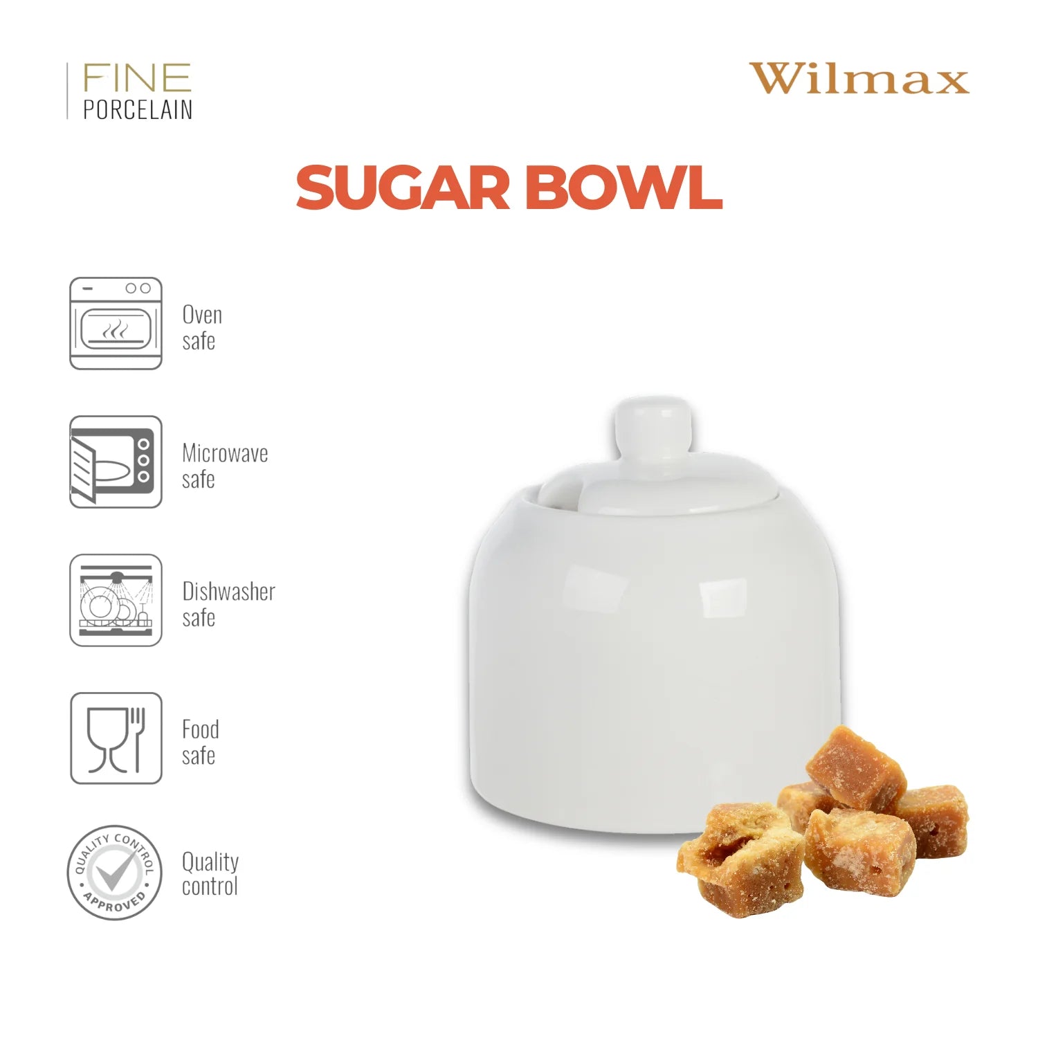 Wilmax Zuckerdose 280 ml Weiß aus Porzellan