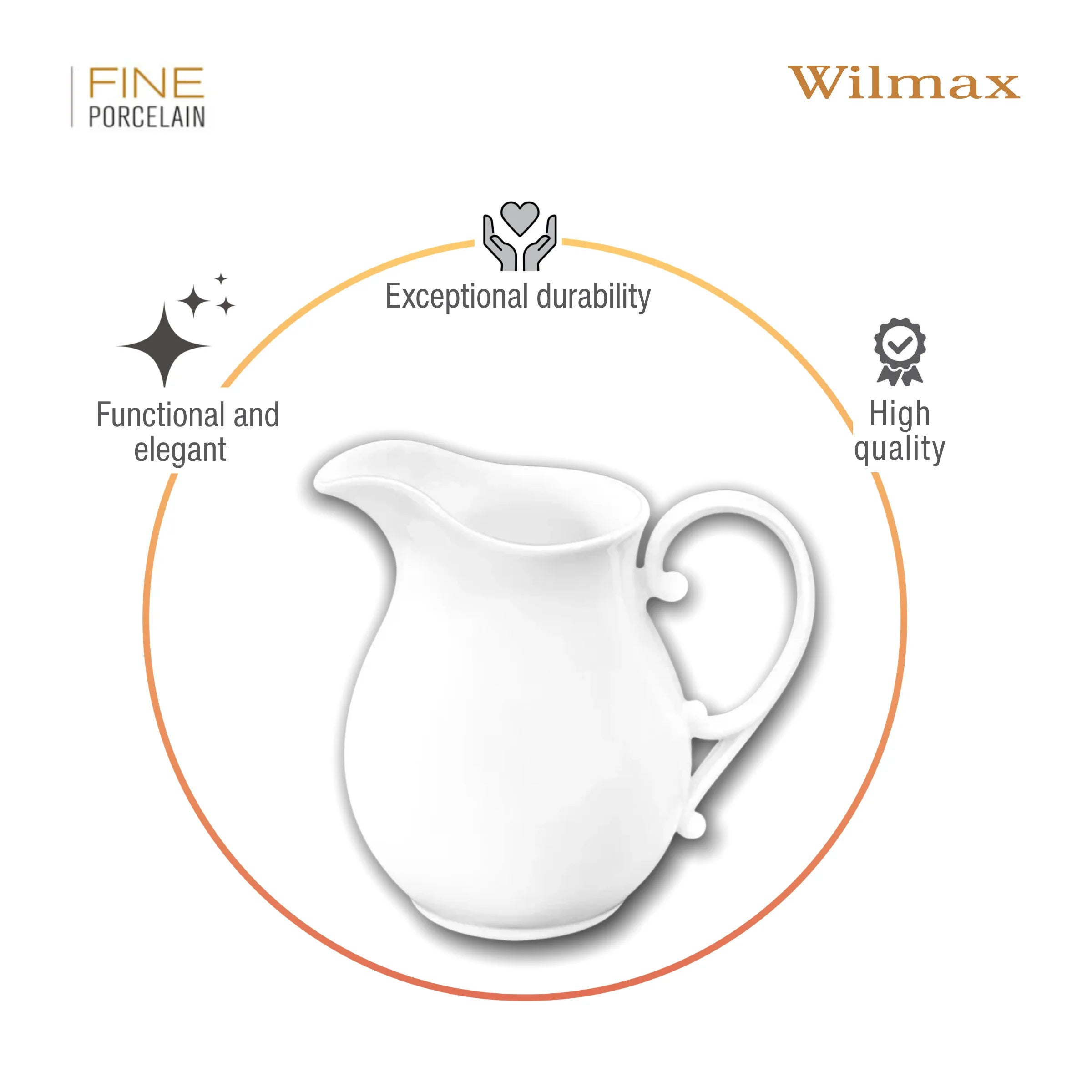 Wilmax Sahnekännchen 290 ml Weiß aus Porzellan