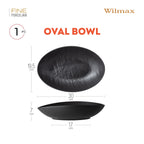 Wilmax Ovale Servierschale 30 × 19,5 × 7 cm Schwarz aus Porzellan