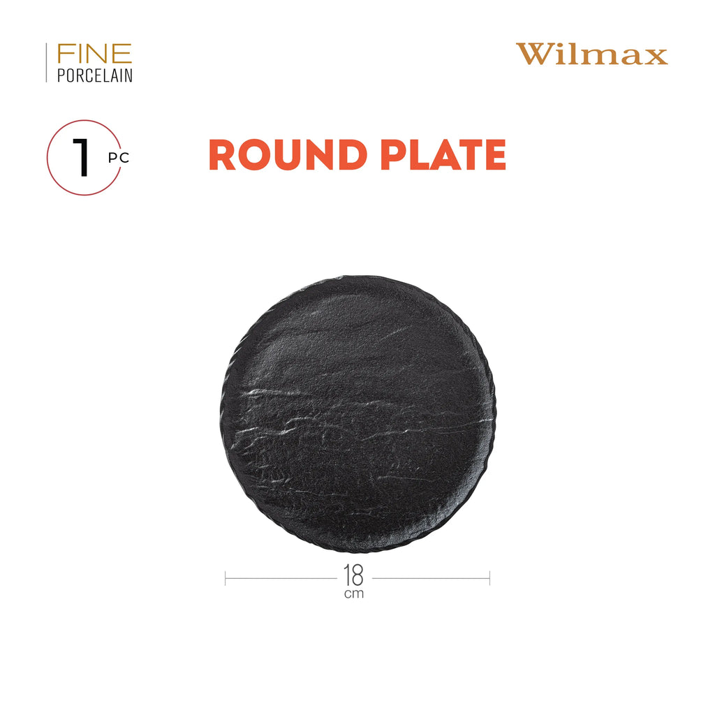 Wilmax Teller 18 cm Schwarz aus Porzellan